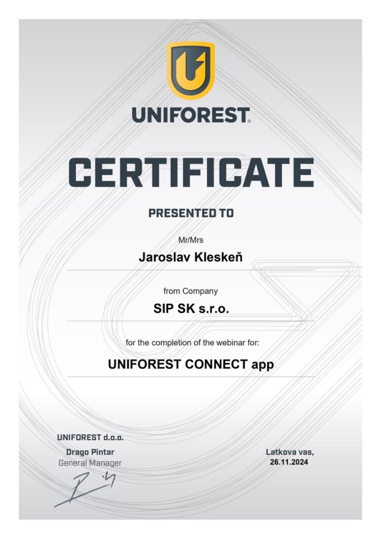 certifikat uniforest