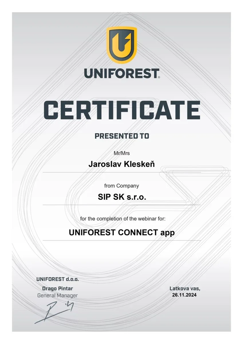 certifikat uniforest